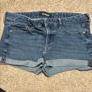 Express Blue Jean Shorts with Cuffed Hem and Stretchy Fit